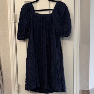 Anthropologie Navy Textured Mini Dress